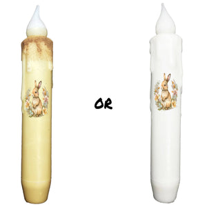 Easter Bunny Floral LED Battery Operated Timer Taper Candles