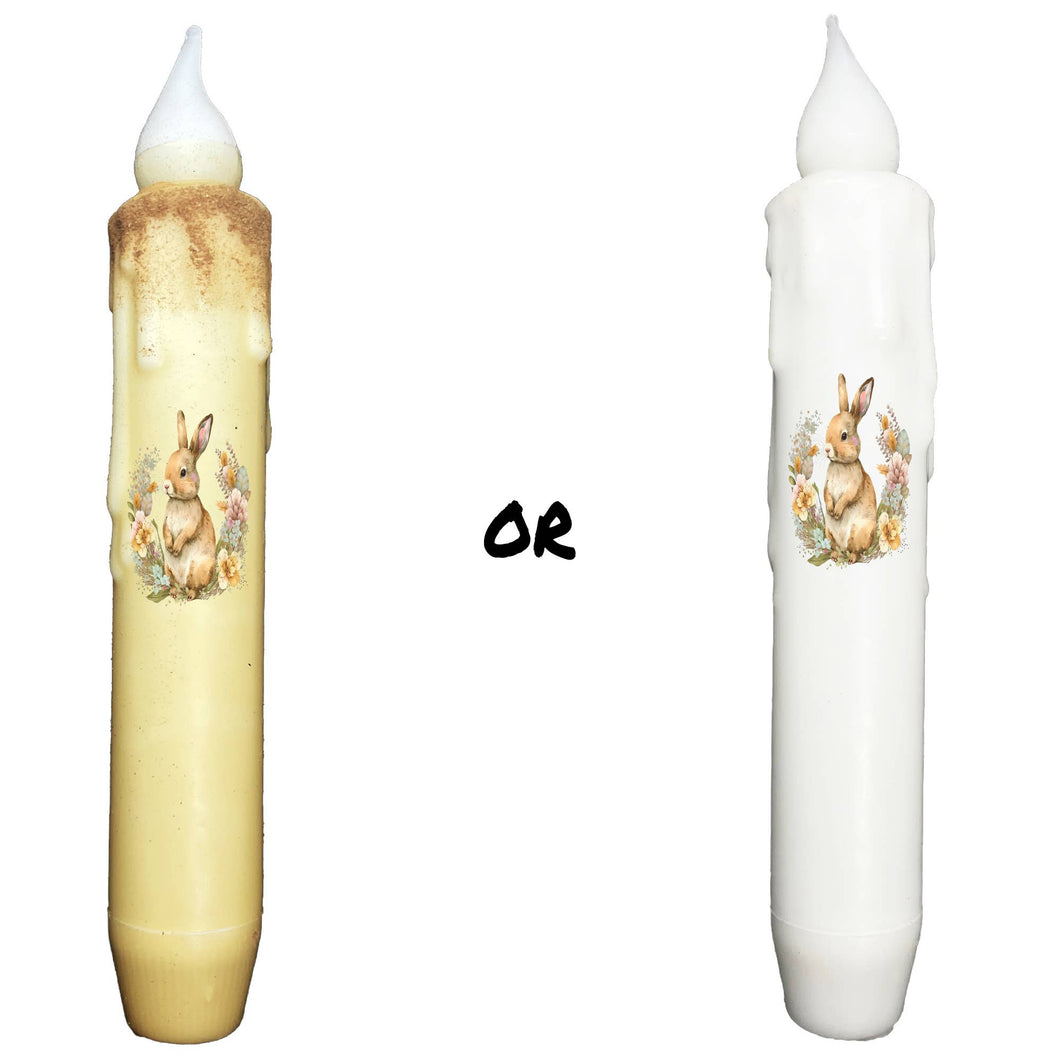 Easter Bunny Floral LED Battery Operated Timer Taper Candles