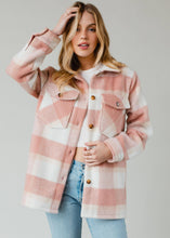 Load image into Gallery viewer, Pink, Tan &amp; Cream Plaid Jacket
