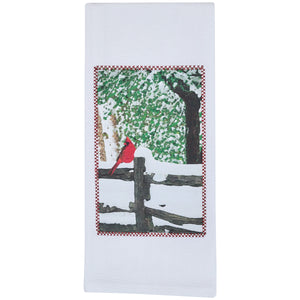 Bird on Fence Patch Dishtowel