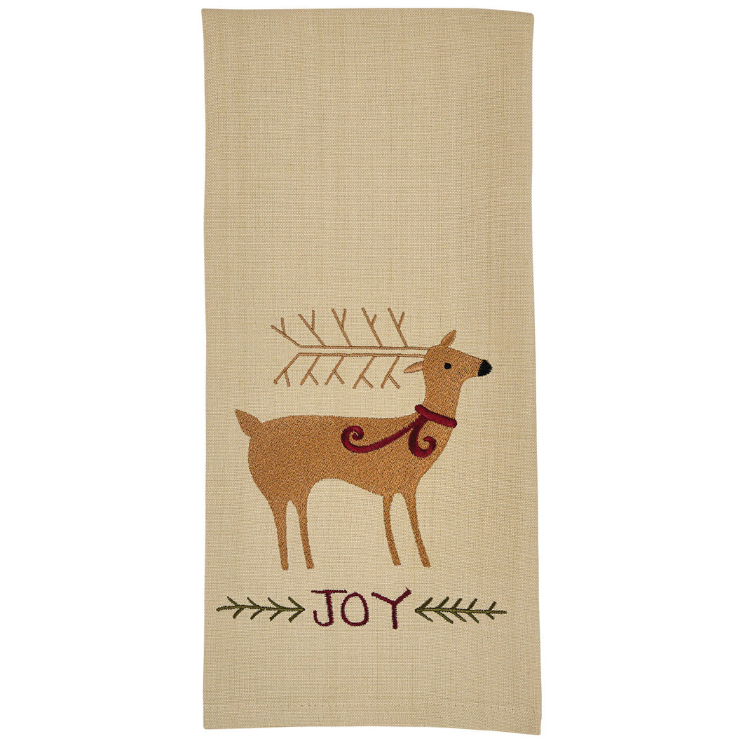 Joyful Deer Embroidered Dishtowel