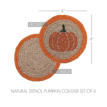 Load image into Gallery viewer, Harvest Blessings Natural Stencil Pumpkin Coaster
