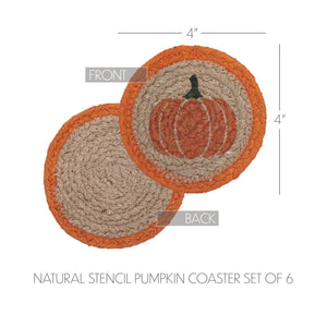 Harvest Blessings Natural Stencil Pumpkin Coaster