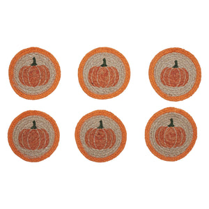 Harvest Blessings Natural Stencil Pumpkin Coaster