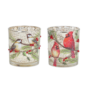 Cardinal and Bird Votive Holders