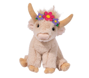 Laddie Flower Highland Cow Mini Soft Plush