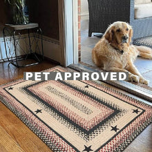 Load image into Gallery viewer, Primitive Star Gloucester Jute Braided Rugs, Black and Red
