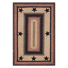 Load image into Gallery viewer, Primitive Star Gloucester Jute Braided Rugs, Black and Red
