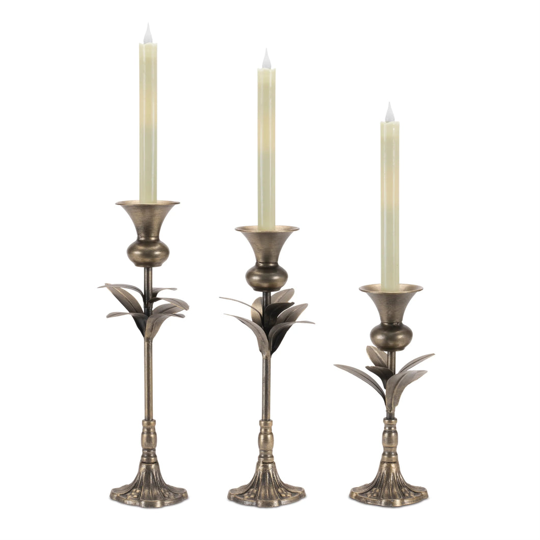 Metal Leaf Stem Taper Candle Holder