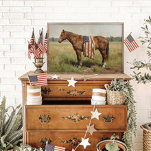 Load image into Gallery viewer, Bay Mare Horse With American Flag
