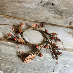Acorn and Wooden Leaves Candle Ring