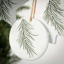 Load image into Gallery viewer, Ceramic Shaped Ornaments with Pine Branches
