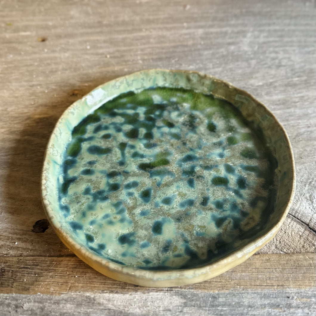 Reactive Crackle Glaze Stoneware Plate