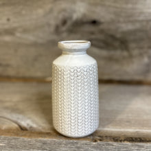 Load image into Gallery viewer, White Embossed Chevron Vase
