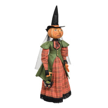 Load image into Gallery viewer, Ophelia Pumpkin Witch on Stand Gathered Traditions by Joe Spencer Doll
