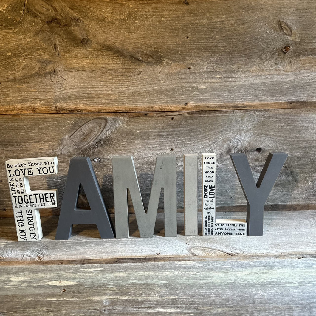 Family Letters Wood Block Sign Set