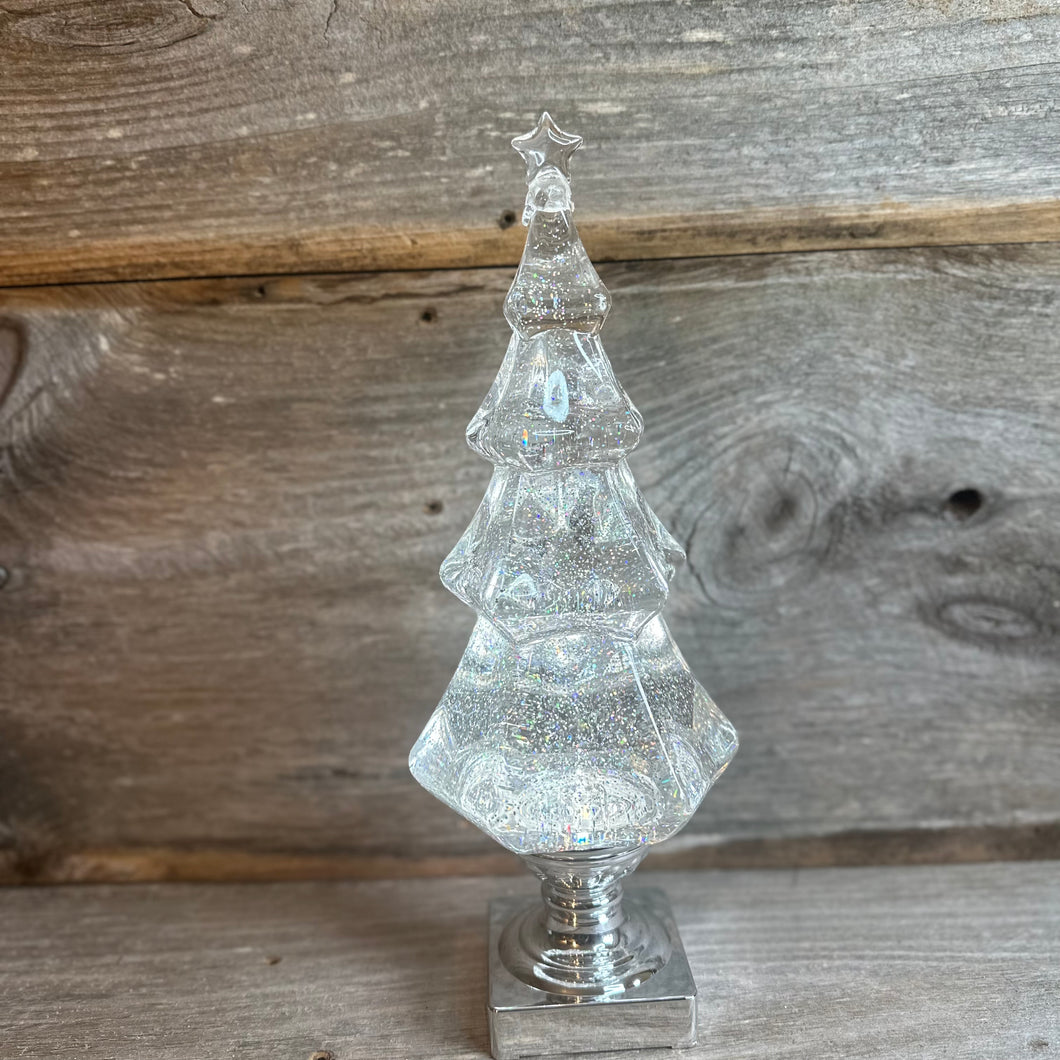 Glitter Light Up Tree with Silver Base