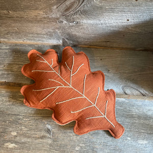 Burnt Orange Leaf Pillow