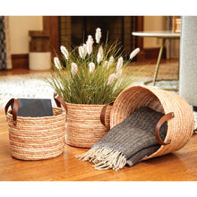 Load image into Gallery viewer, Woven Natural and Rose Seagrass Baskets
