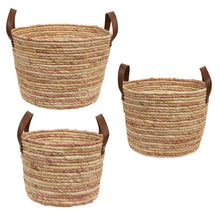 Load image into Gallery viewer, Woven Natural and Rose Seagrass Baskets
