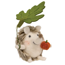 Load image into Gallery viewer, Hedgehog with Pumpkin and Leaf Felted Ornament
