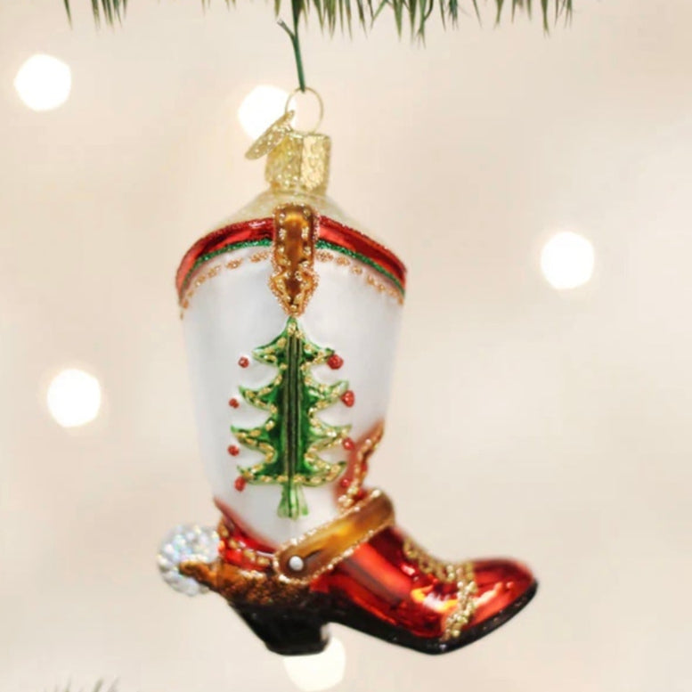 Christmas Cowboy Boot Ornament