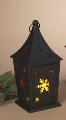 Lighted Metal Holiday Timer Lanterns