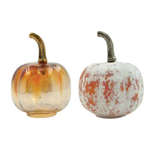 Load image into Gallery viewer, Iridescent Glass Pumpkin with Brass Stem
