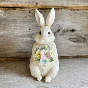 Light Up Resin Bunny with Flowers