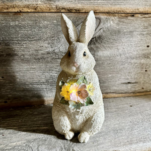 Light Up Resin Bunny with Flowers