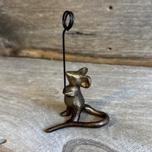 Bronze Cast Iron Mouse Card Holder