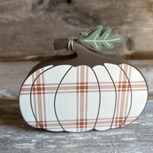 Load image into Gallery viewer, Plaid Pumpkin Wood Block Sign
