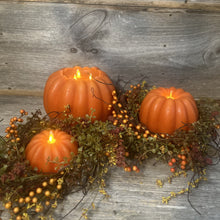 Load image into Gallery viewer, Orange Pumpkin Carved Moving Flame LED Candle
