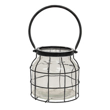 Load image into Gallery viewer, Glass Jar In Black Metal Carrier

