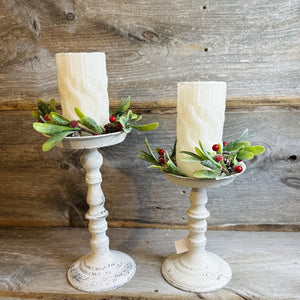 Rustic White Pedestal Stands