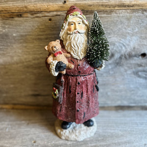 Santa with Teddy Bear and Tree Decorative Figure