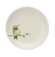 Load image into Gallery viewer, Round Stoneware Dish with Bird on Branch
