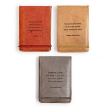 Load image into Gallery viewer, Leather Flip Notebook with Embossed Saying
