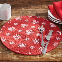 Load image into Gallery viewer, Snowflake Braided Round Placemat
