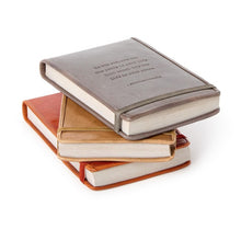Load image into Gallery viewer, Leather Flip Notebook with Embossed Saying
