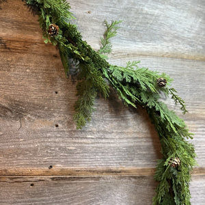 Soft Touch Fresh Cedar and Pinecones Garland