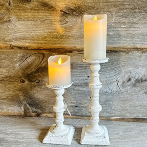 White Rustic Square Bottom Candle Holder