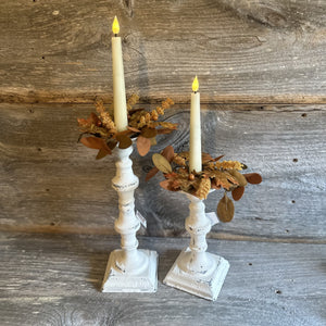 White Rustic Square Bottom Candle Holder