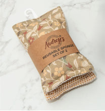 Load image into Gallery viewer, Reusable Fabric Sponges - Neutral Floral
