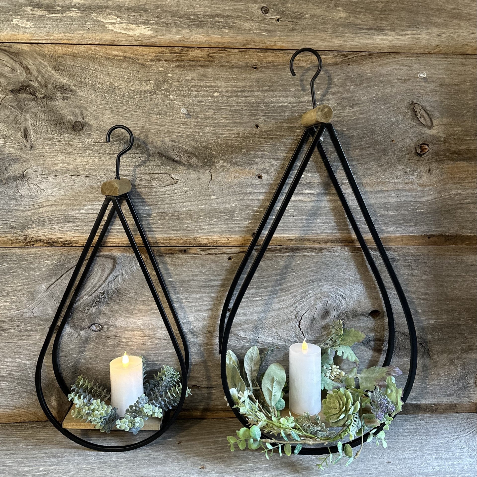 Teardrop Hanging Metal Candle Holder Brown Hopkins Country Store