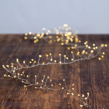 Load image into Gallery viewer, 8' 240L Warm White Fairy Twinkle LED Silver Wire Cluster Garland
