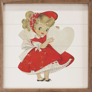 Vintage Valentine Girl with Heart