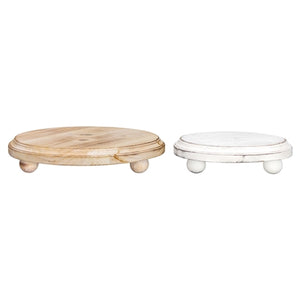 White and Natural Round Wood Stands