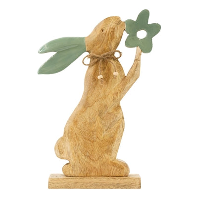 Wood Flower Kissing Bunny