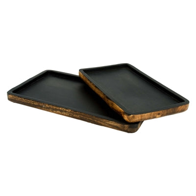 Dark Wood and Matte Black Tray